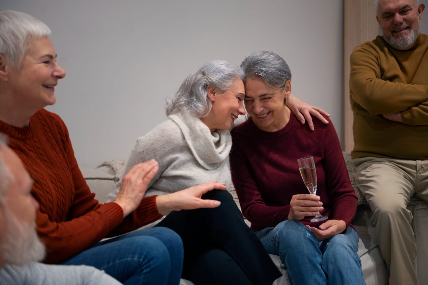 Elder group of friends partying