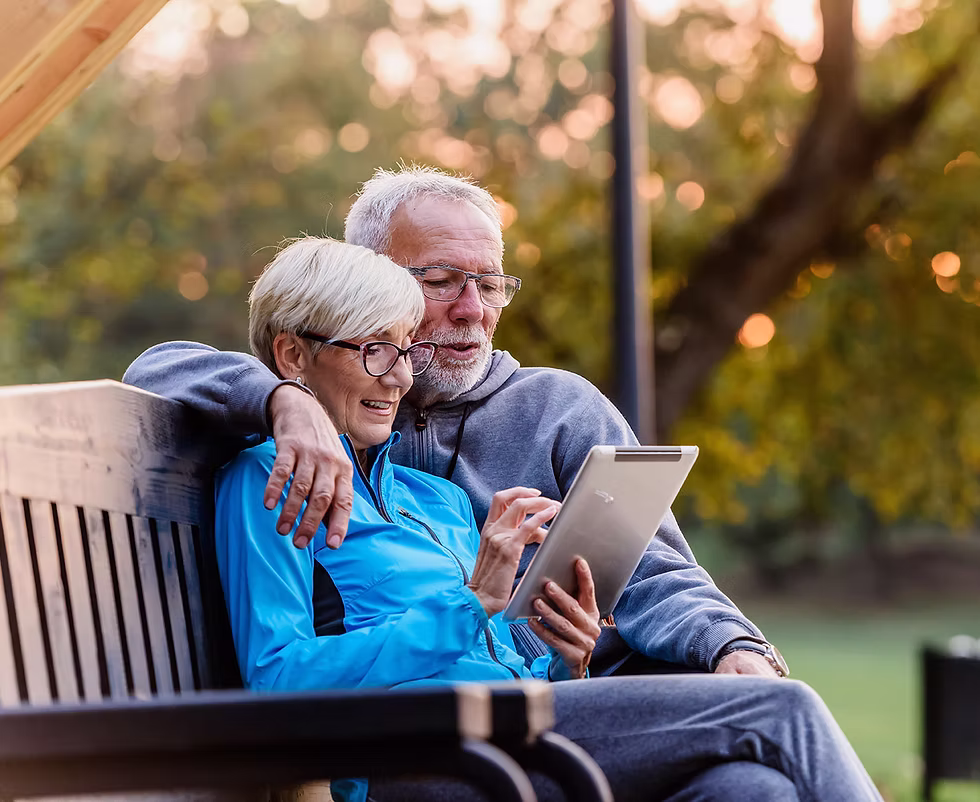 An older couple enjoying time together outdoors